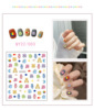 Cartoon cute nail stickers for nails, fruit oil, fake nails, South Korea, with little bears, flowered, wholesale