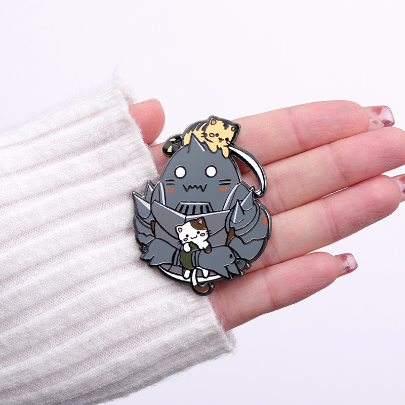 New Anime alvons and Kitten cute brooch steel alchemist Edward pin enamel badge