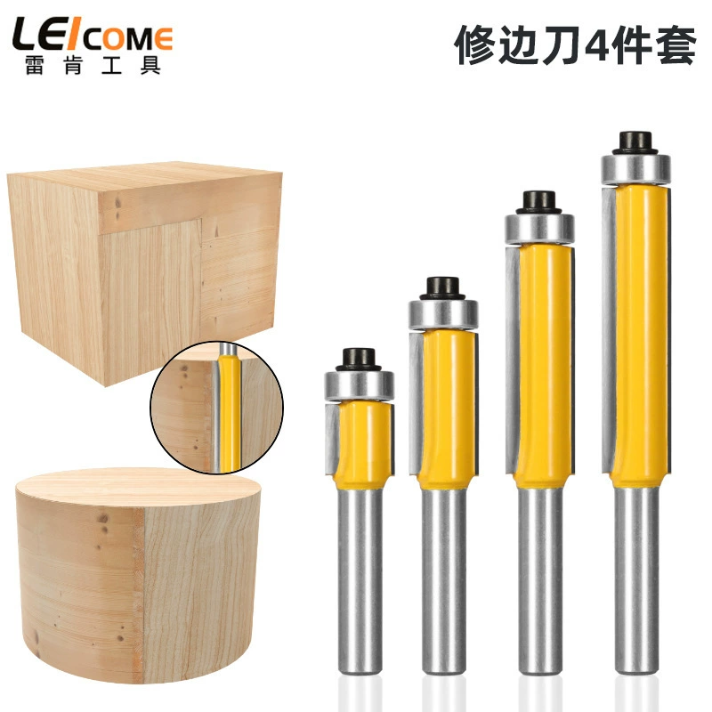 Набор из четырех ножей для обрезки Raken с 8 ручками, 12,7 мм, двусторонний профилирующий подшипник, прямой нож, фреза для деревообработки, обрезка заусенцев