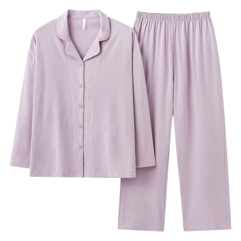 [Антибактериальный хлопок] Категория А антиклещей и антибактериальные пижамы женская весна и осень хлопок пара пижамы мужская одежда набор