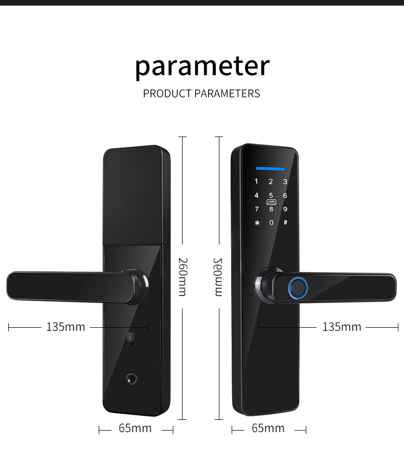 Export WiFi Indoor Tuya Tongtong App One Grip Open With Fingerprint Password Card Key Smart Door Lock_voghion.com