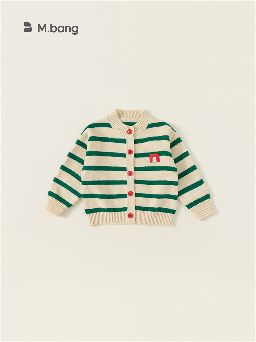 Youbao ropa para niños rebeca de punto a rayas para niñas 2024 primavera nuevo producto suéter estilo occidental abrigo superior QY23082