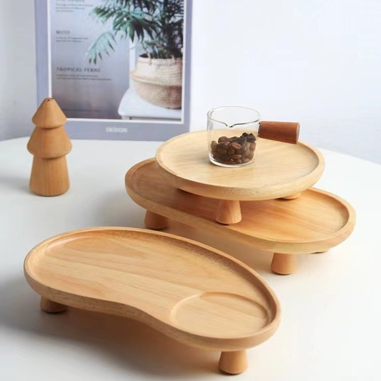 bandeja de madera ovalada taza de té estante de almacenamiento creativo de pies altos bandeja aromática doméstica