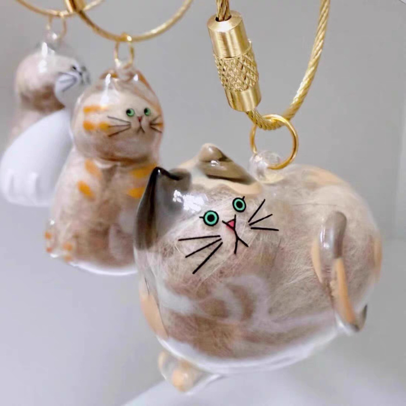 透明猫毛収納ボックスチャームガシャポン猫毛収納カプセルガシャポンバッグキーホルダーペンダントコレクション|undefined
