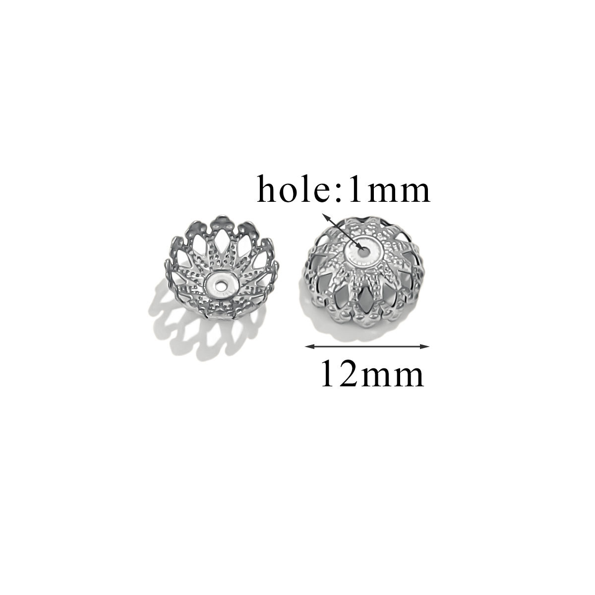 Petal de acero inoxidable sombrero de perlas 18K vacío chapado DIY collar pulsera joyería para hacer junta sombrero de perlas