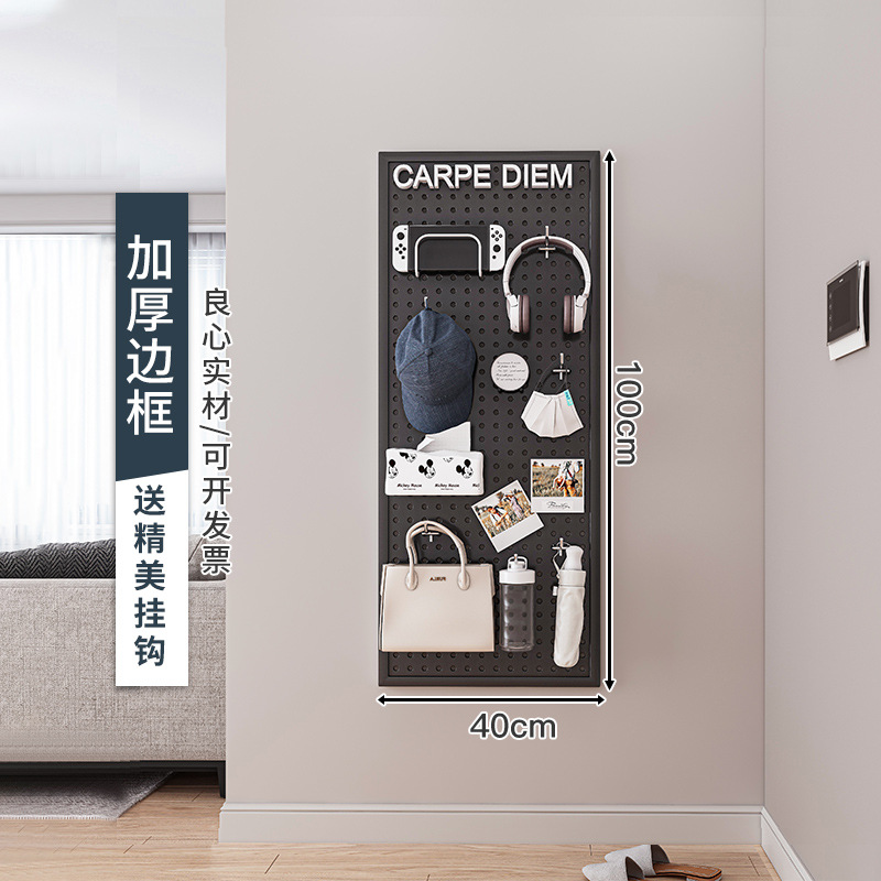 Tablero de agujero redondo, estante de estante de pared, almacenamiento de pantalla de acero inoxidable, herramientas de hardware, pared de tablero colgante universal