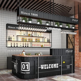 Gym Reception Front Desk Retro Cashier Corner Bar Bar Milk Tea Shop Industrial Style Container Cabinet Creative