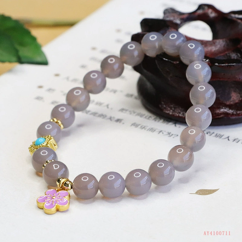 爱钰 Organic agate bracelet, chain, flowered, Chinese style, wholesale