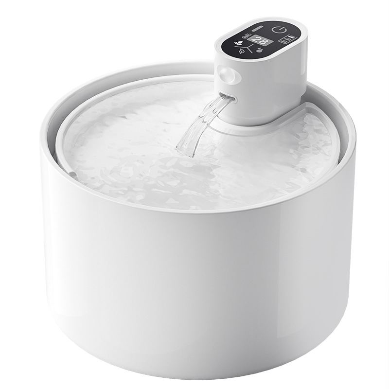 Cerámica blanca simple inalámbrica inducción agua potable para gatos en el hogar agua potable de larga duración para mascotas tazón de agua potable para gatos
