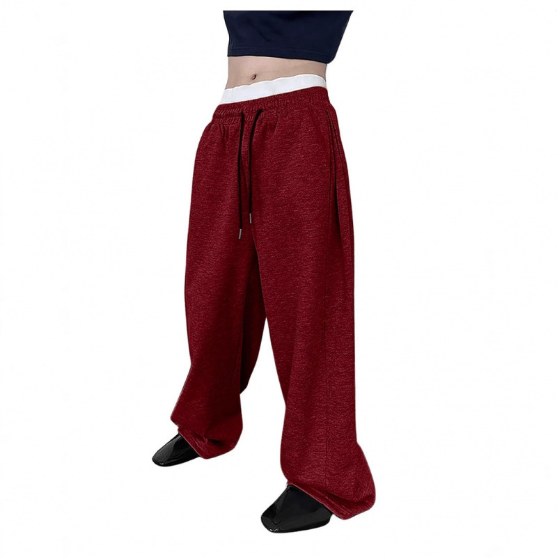 Men's Clothing TK Men's Sweatpants Waist Drawstring Straight Wide Leg Loose Trousers Sports Pants With Pockets_voghion.com