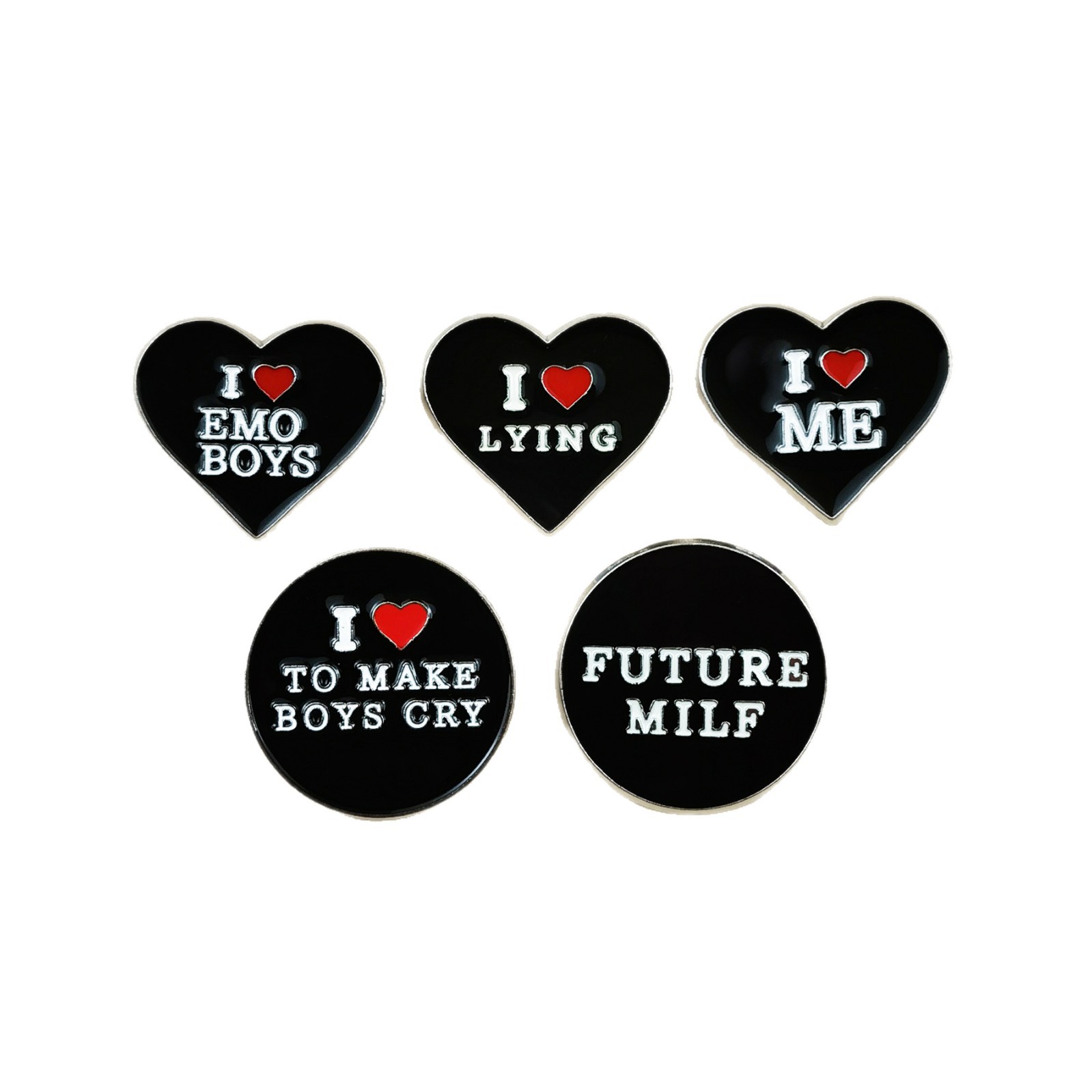 Insignia de metal con letras en inglés creativas europeas y americanas, personalidad, amor negro, ropa, bolsos, accesorios, broches transfronterizos image 5