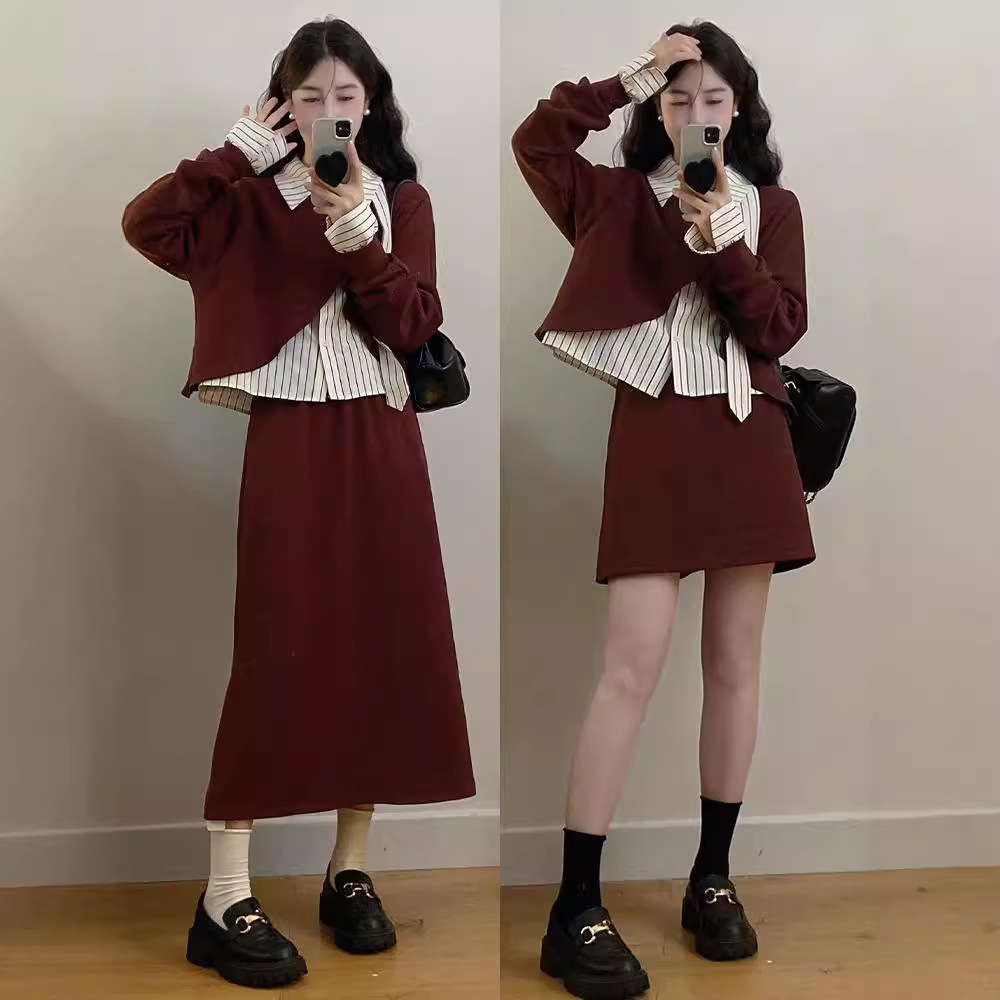 秋 L-4XL 大きいサイズ シャツ スウェット スカート(2タイプ:ミニ丈、ロング丈) 秋 L-4XL 大きいサイズ シャツ スウェット スカート(2タイプ:ミニ丈、ロング丈)