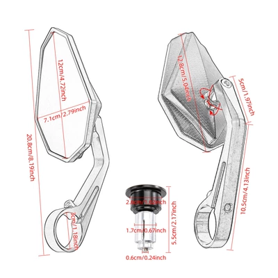 mirror aluminum alloy reflector – Motorcycle rearview mirror