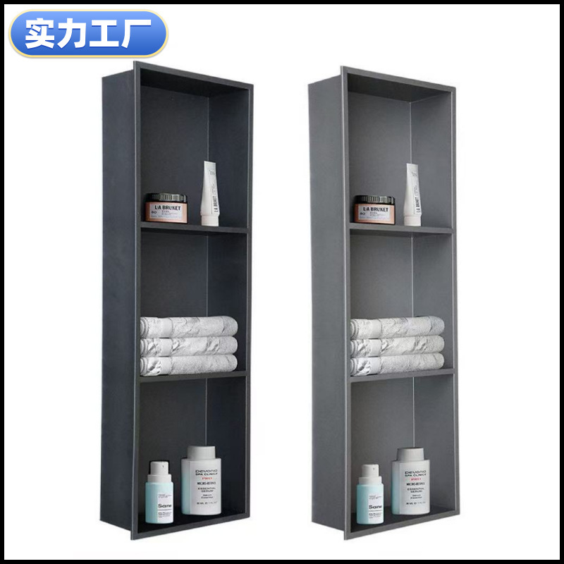304 Bathroom Embedded Toilet Finished Product Storage Rack Tv Cabinet Metal Layered Partition Cabinet Niche Wholesale