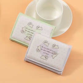 卡通爆款折叠钱包小恶魔可爱大容量二合一证件零钱三折钱包卡夹PU