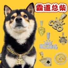 外贸宠物金属美元吊坠大金链项链猫咪跨境狗钻暴发户土豪网红项圈
