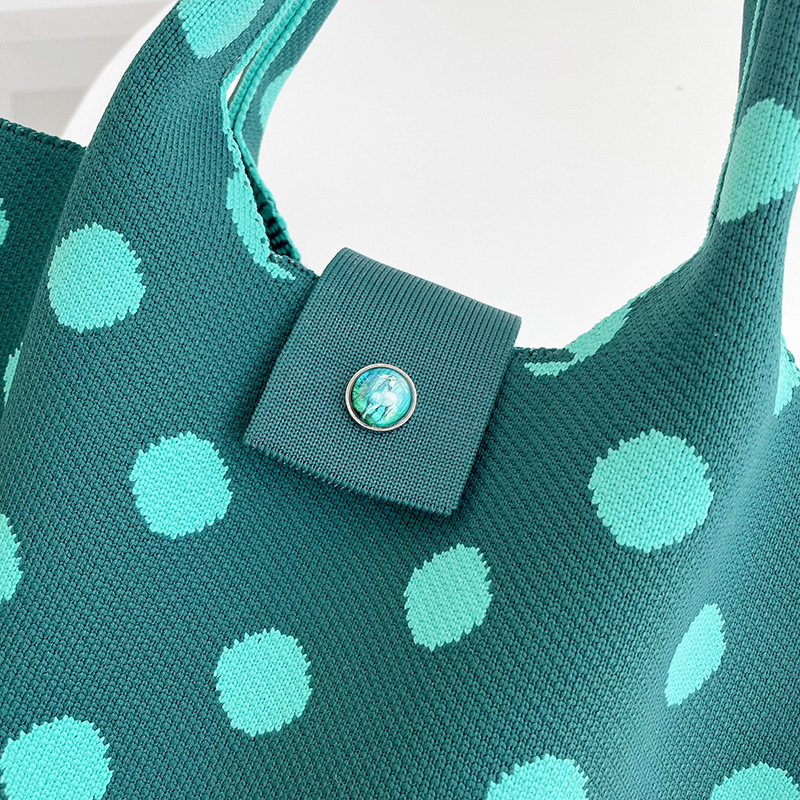 Bolsa de estilo coreano de las mujeres nicho diseño contraste color lunares punto hombro bolso de mano bolsa de compras de gran capacidad