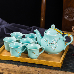 手工描金 景德镇陶瓷茶具套装家用功夫茶现代简约泡茶提梁壶茶杯