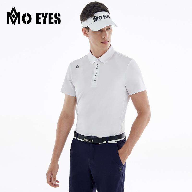 Mo Eyes Magic Eye Golf Short Sleeve Men's Sports T-Shirt Summer High Elastic Top Breathable, Soft and Plaid
