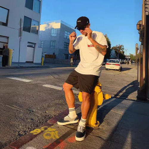 余文乐工装短裤男士夏季潮牌宽松日系休闲直筒阔腿美式运动五分裤