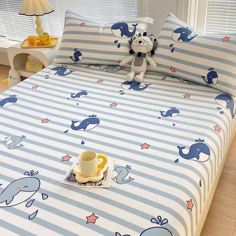 Sábana de algodón grueso de dibujos animados pieza individual 100 algodón dormitorio de estudiantes cama individual de verano pieza de tres piezas doble 1.5