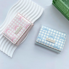 ins小清新蝴蝶结短款韩版三折女士钱包女简约小众学生零钱包purse