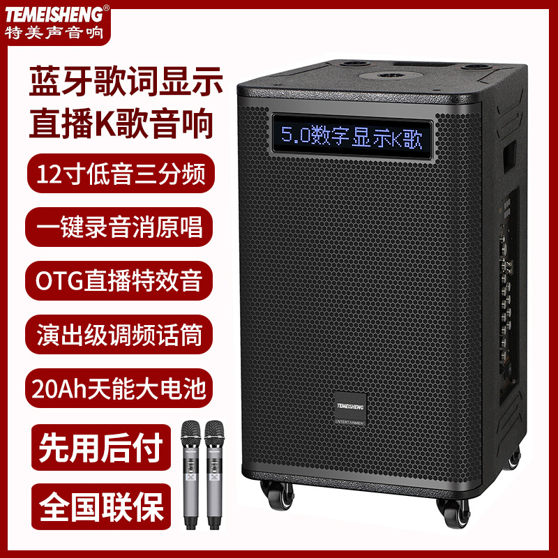 移动户外大功率广场舞音响网红直播K歌话筒歌词显示屏幕蓝牙音箱