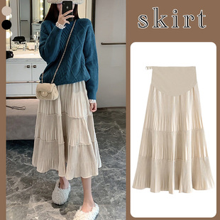 Pregnant women's skirt autumn and winter online celebrity Korean style casual skirt women's all-match cake skirt slimming A- line skirt outer wear