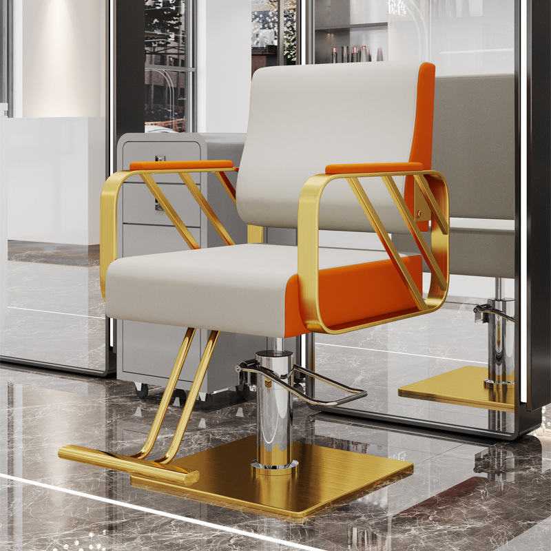 라이트 그레이와 오렌지 [강화 팔걸이, 골드 스테인리스 사각 플레이트, 발판 포함]