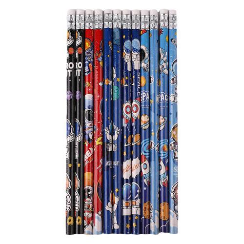 Primary school students sketching painting set film astronaut pencil writing pen study stationery round rod with rubber nb pencil