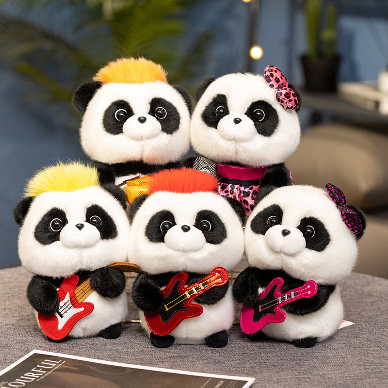 Nuevo creativo lindo música panda muñeca instrumento guitarra panda muñeca tela muñeca regalo de vacaciones para niños image 2