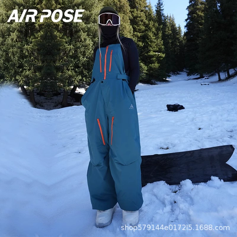 Airpose лыжные брюки женские мужские водонепроницаемые ветрозащитные 2024 новые хлопковые свободные зимние брюки на открытом воздухе ремешки