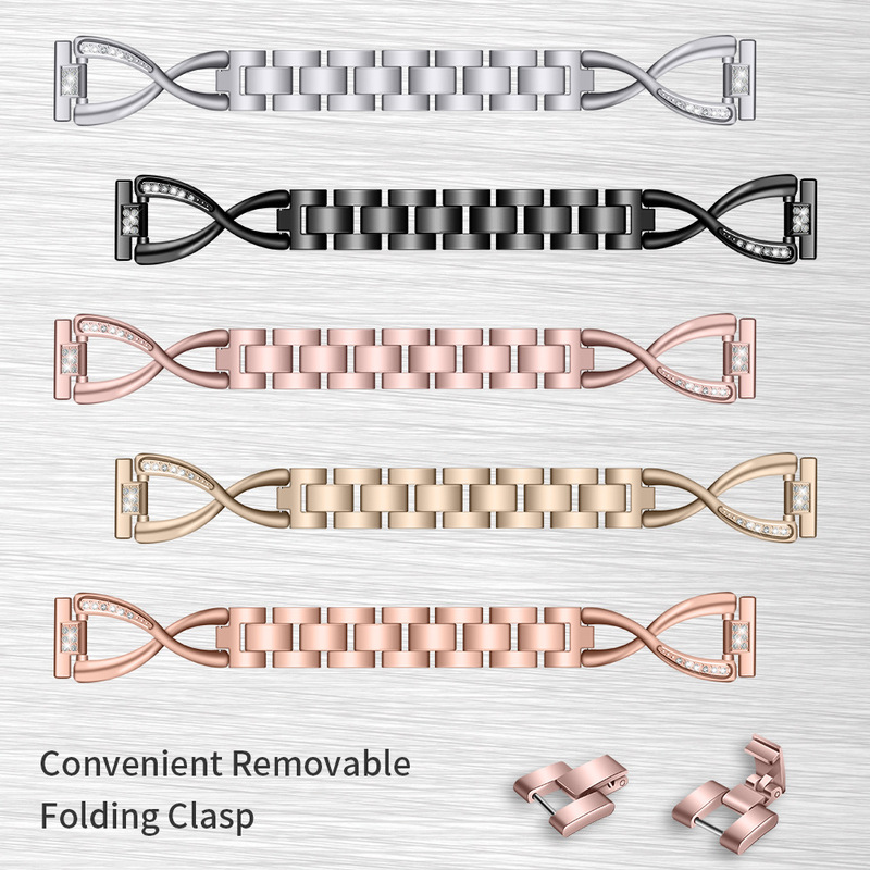 Suitable for Samsung/Garmin/Huawei Smart Watches, Large X Diamond-Encrusted Watch Strap with 18/20/22mm Metal Diamond Inlay