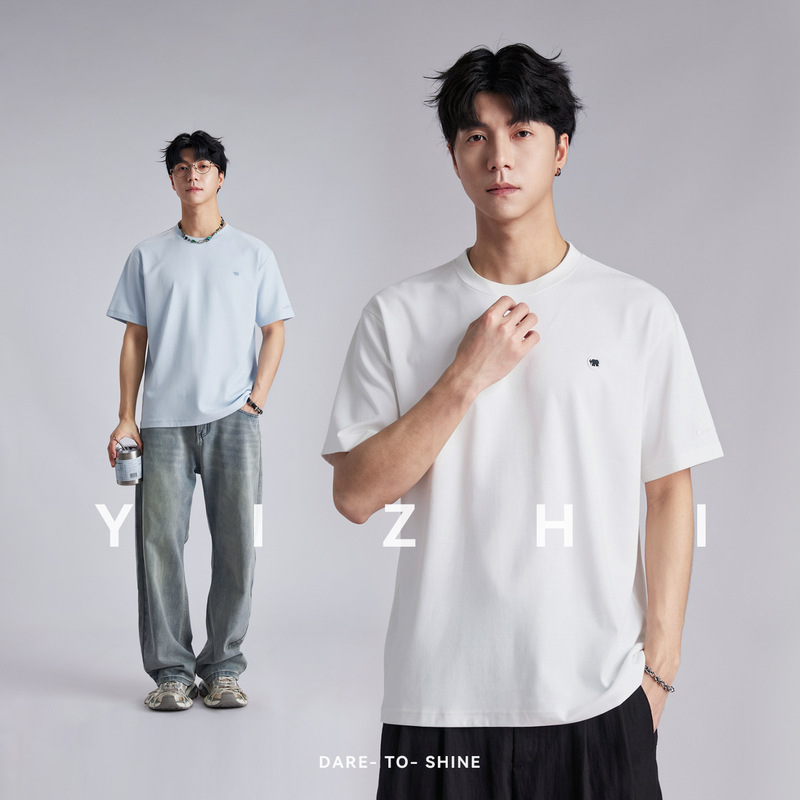 Minimalist 3D Printed Round Neck Short-Sleeve T-Shirt for Men, Summer Loose Fit, Cotton-Like Feel, Wrinkle-Resistant, Versatile, Suitable for Commuting, Couple's Shirt