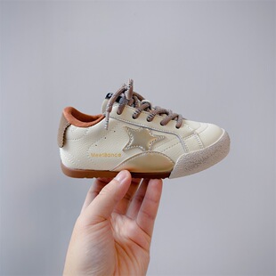 2025 Autumn Children's Shoes Boys' Soft Sole Plaid Sports Casual Shoes Korean Style Retro Trendy Girls' Star Sneakers