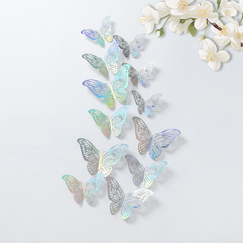 3D estereoscópico mariposa pared decoración de alta sensación autoadhesivo hogar diseño de boda de fondo pegatinas papel pintado diy image 10