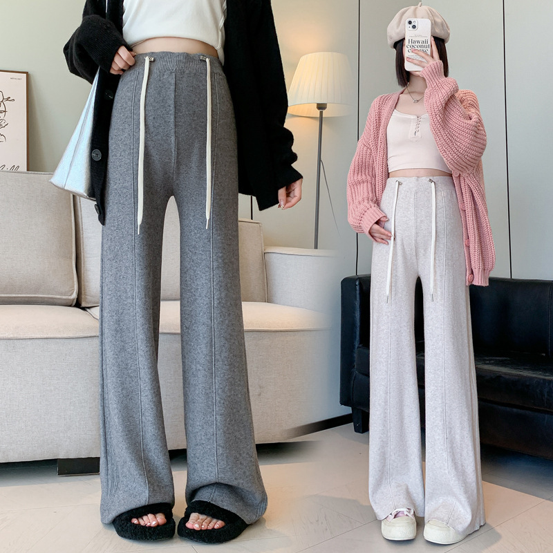 Real Shot of Maternity Pants That Can Be Worn after Giving Birth, New Autumn and Winter Knitted Straight Wide-Leg Pants, Casual Slimming Floor-Length Pants Real Shot of Maternity Pants That Can Be Worn after Giving Birth, New Autumn and Winter Knitted Straight Wide-Leg Pants, Casual Slimming Floor-Length Pants