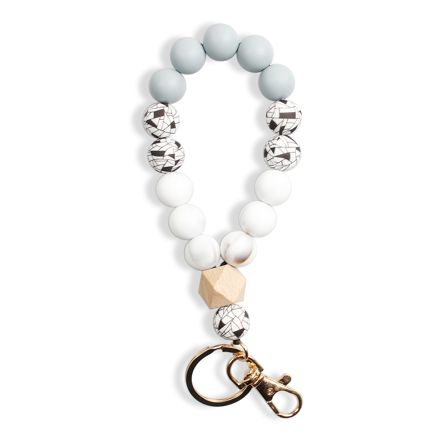 Pulsera de cuentas de silicona de color europeo y americano llavero Amazon pulsera de cuentas de estampado de leopardo de alta calidad pulsera llavero