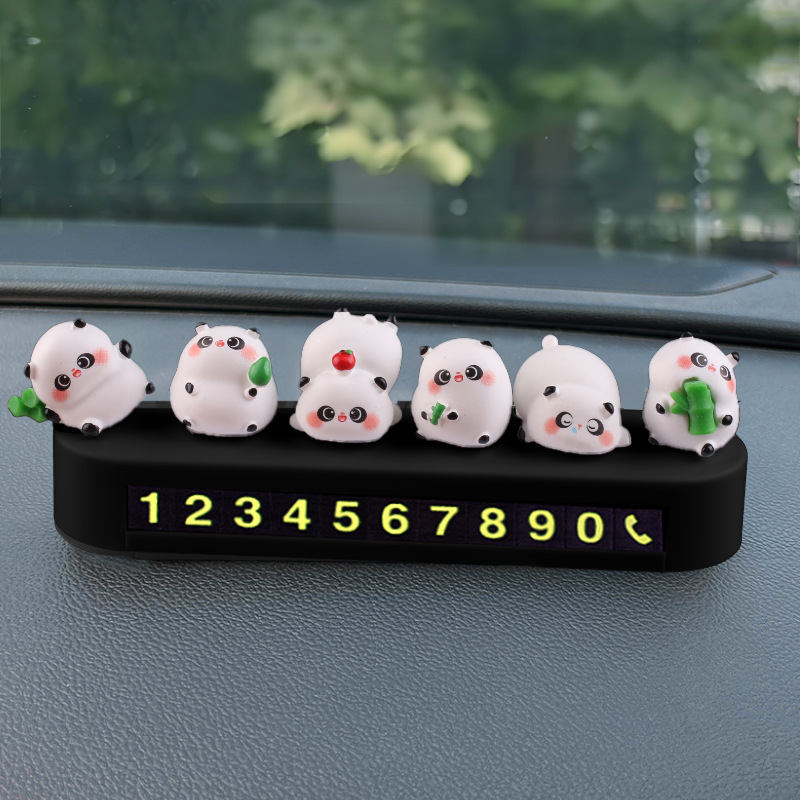Creativo de luz nocturna Panda estacionamiento de automóviles placa de matrícula de estacionamiento temporal encantador dibujos animados decoración interior del automóvil