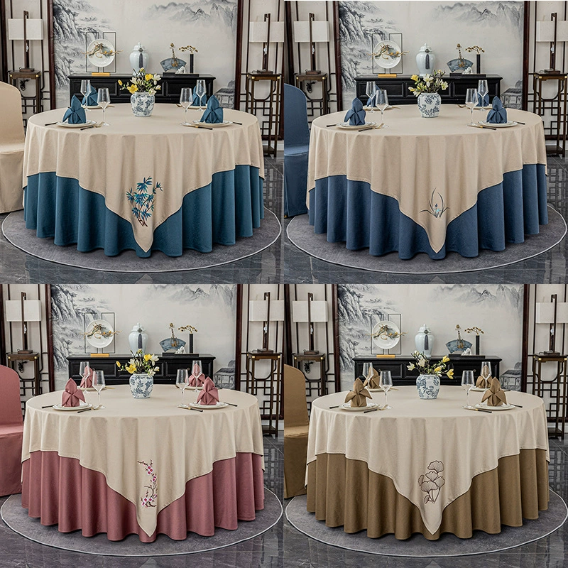 Скатерть для отеля, большая круглая скатерть в стиле отеля, современная простая китайская вышитая скатерть