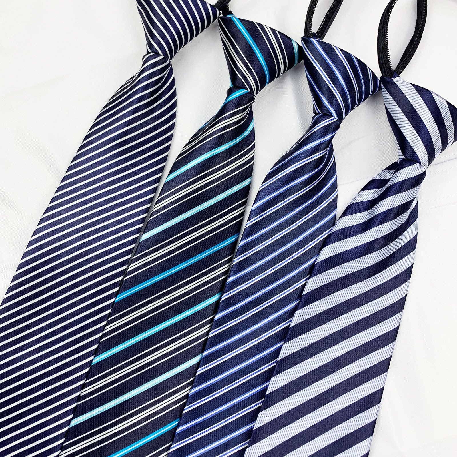 2026 Men's Lazy Tie Zipper Korean Style Taiwanese Style Printed Striped Business 8cm Tie Can Be Customized with Logo Manufacturer