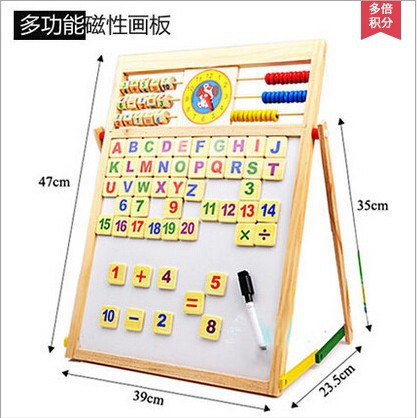 Weiweihu Tablero de dibujo magnético multifuncional de madera para niños, tablero de escritura de aprendizaje de graffiti, pizarra pequeña magnética de doble cara al por mayor