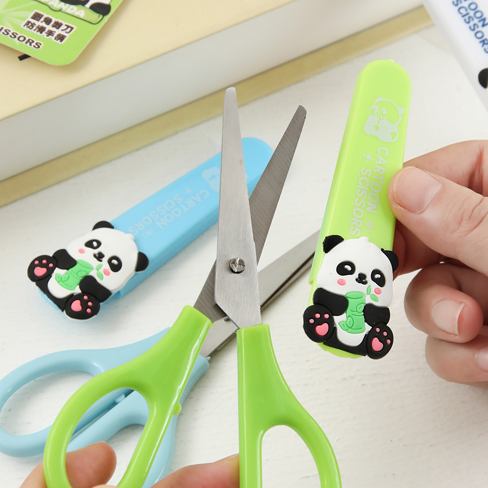 Tijeras panda de dibujos animados de alto valor facial tijeras de acero inoxidable tijeras de estudiantes herramientas de corte de papel DIY suministros creativos de estudiantes
