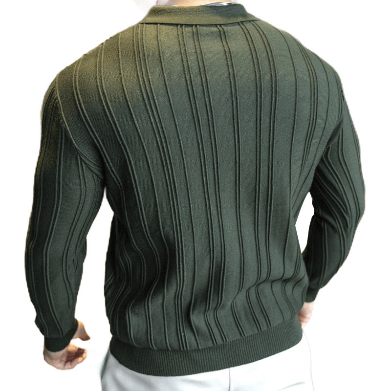 Explosiones transfronterizas de tamaño grande europeo polo camiseta con solapa de manga larga jersey suéter hombre rayas vieja fábrica de viento de dinero al por mayor