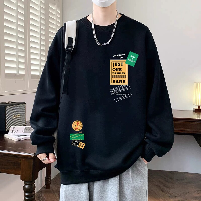 【Pure Cotton + Silver Fox Fleece】Teenage Men's Sweatshirt, Autumn and Winter Trendy Loose Round Neck Fleece-Lined Casual Top 【Pure Cotton + Silver Fox Fleece】Teenage Men's Sweatshirt, Autumn and Winter Trendy Loose Round Neck Fleece-Lined Casual Top