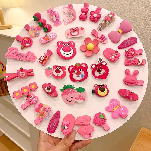 Strawberry Bear children's internet celebrity hairpin girl baby broken hair hairpin cute bangs bb clip does not hurt hair cartoon hair accessories