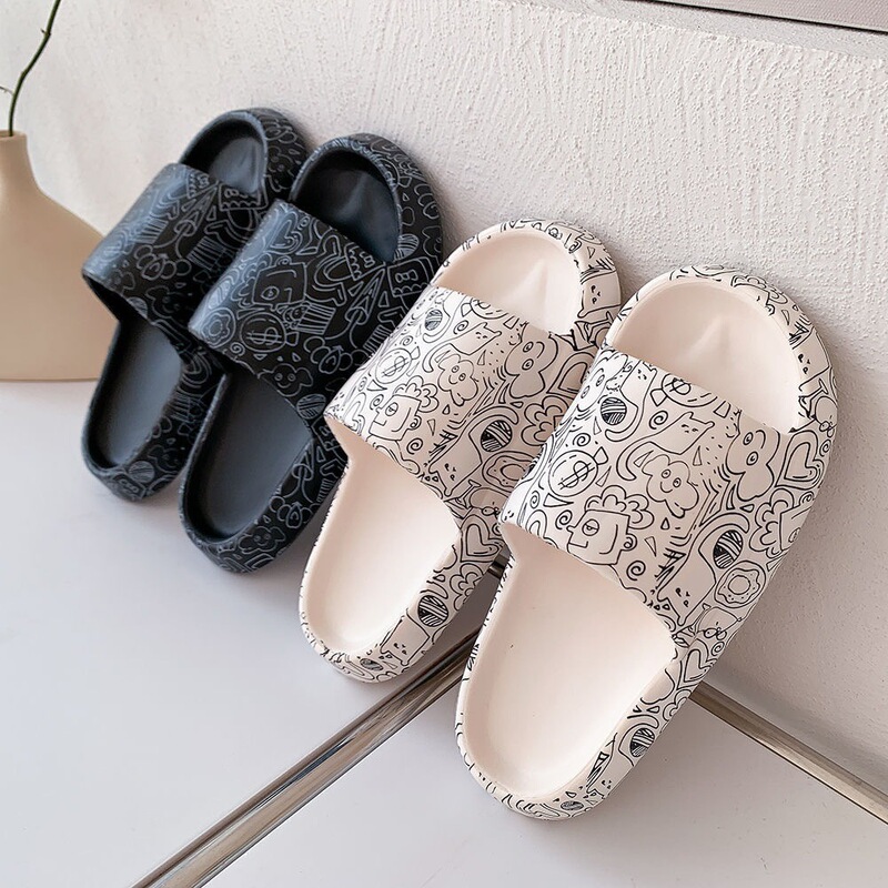 in stock Quick Hair New Style Girly Heart Slippers Women's Summer Outfit Indoor Home Thick Bottom Bathroom Bathing Ins Couple Cool