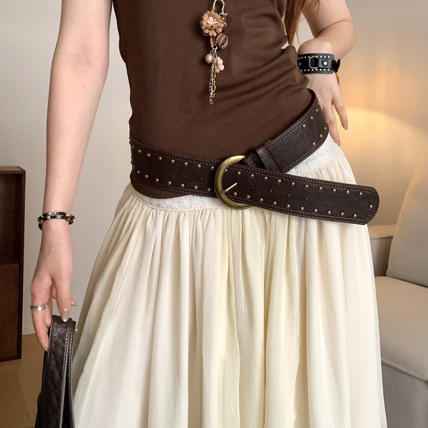 Design retro brown small waist rope