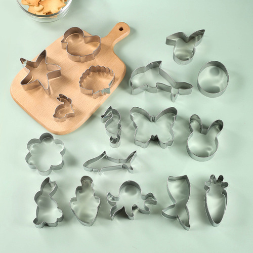 17 Stainless Steel Cookie Cutting Molds Easter Ocean Cartoon Series Molds Fondant Cookie Cutter