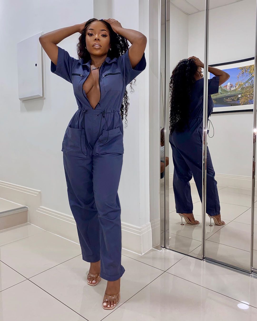 Dam jumpsuit med hög midja och fickor för höst och vinter_voghion.com
